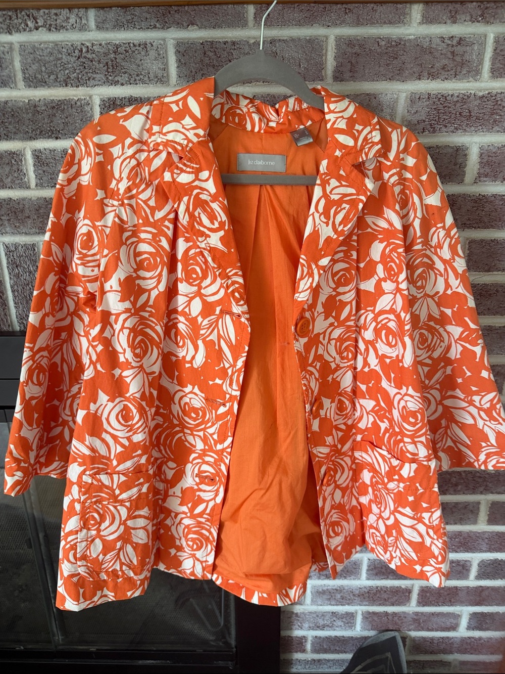 Liz Claiborne Orange and White Floral Blazer